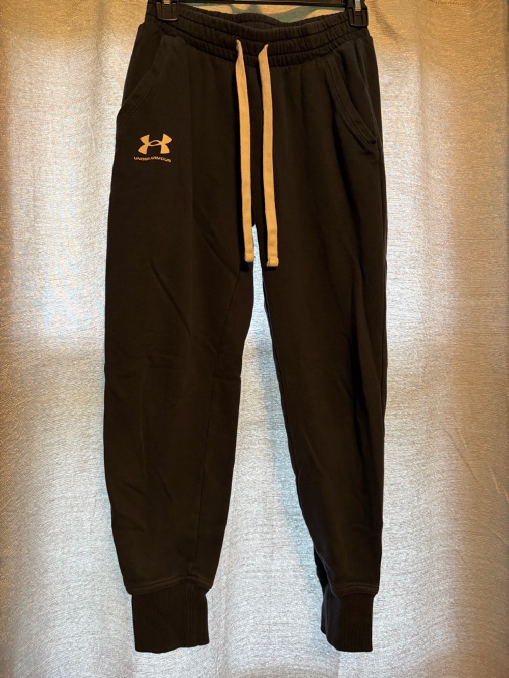 Under Armour Black Track Joggers with Cream Drawstring